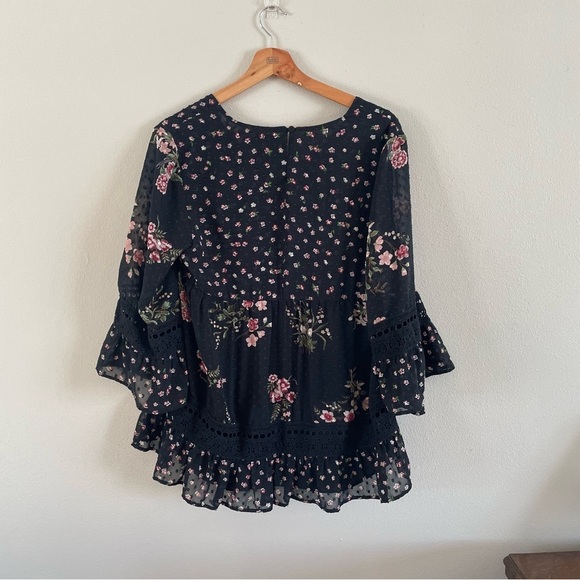 Maeve Anthropologie | Floral Swiss Dot Romantic Blouse - Picture 5 of 15